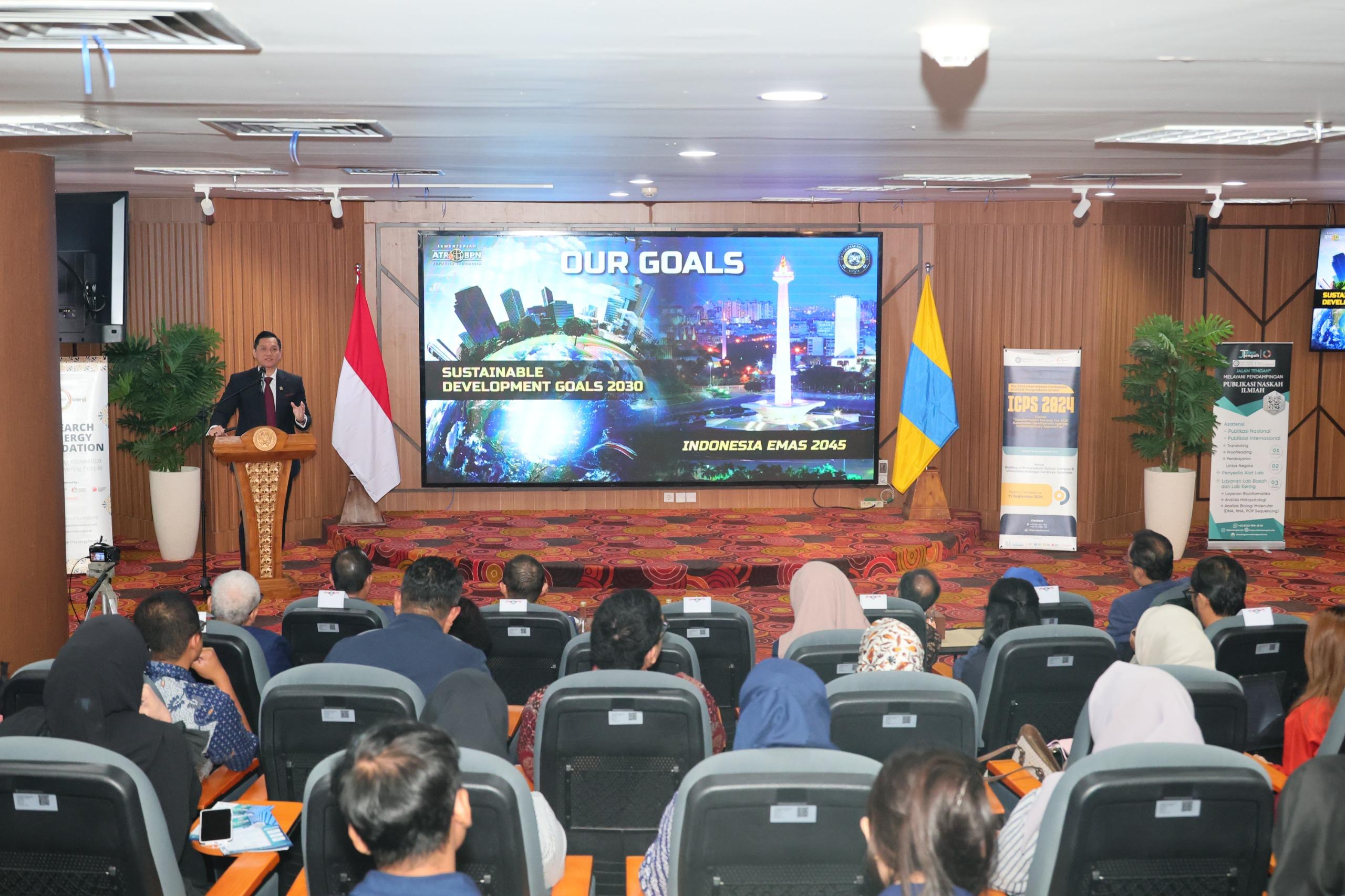 Jadi Pembicara Kunci di Seminar Internasional UNAIR, Menteri AHY Ungkap Peranan Reforma Agraria Capai Tujuan Pembangunan Berkelanjutan di 2030